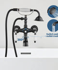 Vintage Victorian Style Wall Mount Bathtub Faucet Set With Telephone Handheld Sprayer Double Hot And Cold Mixer Lever Handles