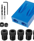 One-Hand Pocket Hole Jig Kit For Dowel Joinery And Woodworking, DIY Carpenters Essentials 14 Piece Set shown with components