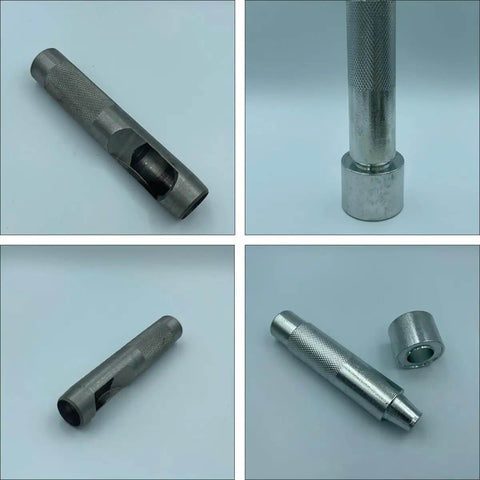 Pro Grade 17mm Eyelet Setter Tool And Die Punch Kit With 100 Silver Grommets, durable steel handheld hole puncher for sewing projects.