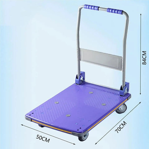 Beefy Heavy Duty Foldable Handcart With 330 Lb Capacity Flatbed Hand Truck For Home Office Warehouse And Garden Use Anti Slip Deck Keeps Your Loads Secure On Luggage Boxes Boards And More. 50x70x84cm purple foldable cart