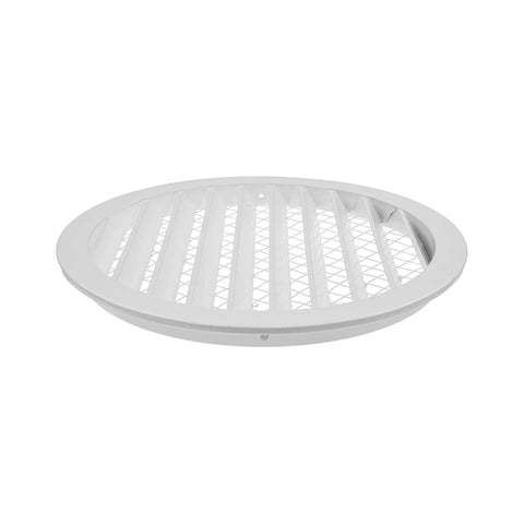 10 Inch White Steel Soffit Vent Cover With Round Louvered Grill Built In Mesh Screen And Flange Heavy Duty HVAC Register