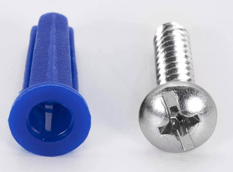 Blue Bantam Plastic Conical Drywall Wall Anchor Kit With Screws And Drill Bit 201 Piece Set anchor and screw close-up