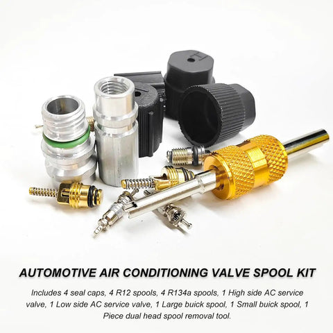 Air Conditioning Valve Core Kit For Most Cars With R12 R134a Compatible Cores And Teflon Seals Refrigeration Tool