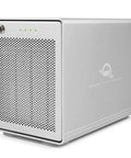 Rock Solid 16 TeraByte External Raid Desktop Enclosure with silver metal design and LED indicators for storage management.
