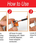 Step-by-step guide on using Lever Nuts 28-Pc Compact Splicing Wire Connector Set for quick wire termination.