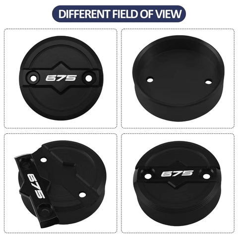 675 Series Motorcycle Brake Fluid Reservoir Cap And Front Master Cylinder Cover Anti Leak CNC Aluminum Black Finish Fits 675SS