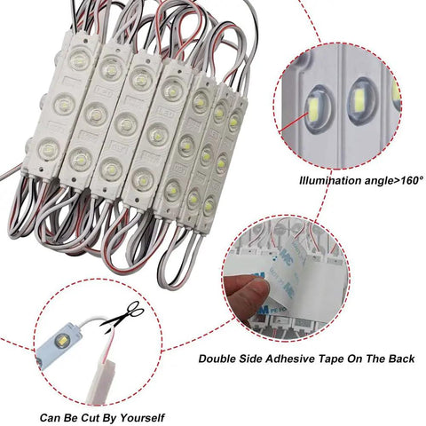 Storefront LED Module Kit For Signs White 6500K 2835 SMD 1.2W 12V DC Waterproof Window Light 100 Pcs For Letter Advertising