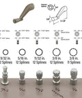 Stone Spline Socket Casement Window Crank Handle With 3/8 Inch Bore And 3-1/8 Inch Reach, Smooth 360 Degree Action, diecast designs