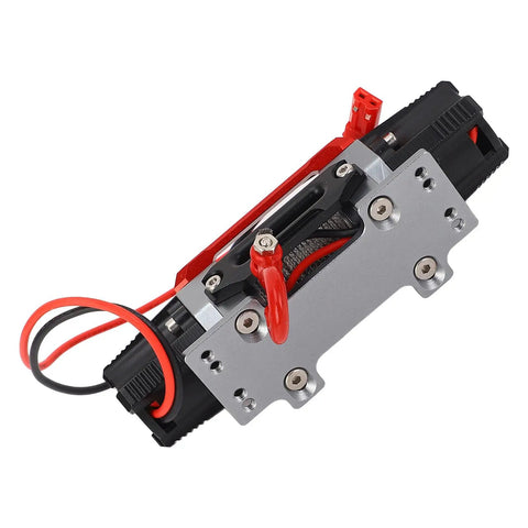 Premium CNC Dual Motor Winch Kit Metal Alloy for 1/10 And 1/8 Scale RC Cars top view showing electric motors and wiring.