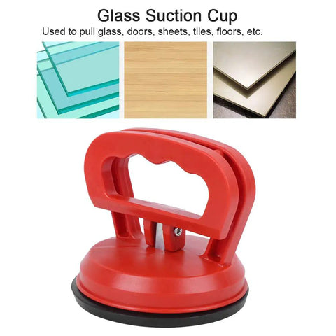 Heavy Duty Glass Suction Cup Lifter With Ergonomic Abs Handle And Tight Locking Mechanism For Moving Tiles Sheets And Panels Like A Boss With Unshakable Grip All Day Long, red design with handle and rubber base.