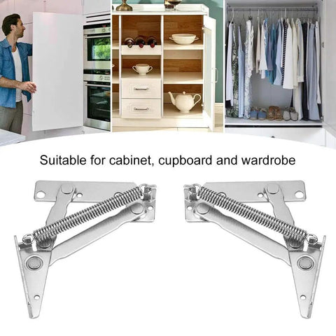Two Piece Steel Durable Lift Up Spring Hinge For Cabinets, Under Cabinet Pull Down Scissor Hinge, shown with cabinets and wardrobe