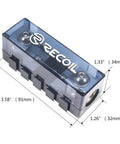 Built Tough Modular Inline Fuse Block Kit Featuring ANL To Mini ANL Holders For 1 0 2 4 Gauge Wires, clear plastic fuse block side view.
