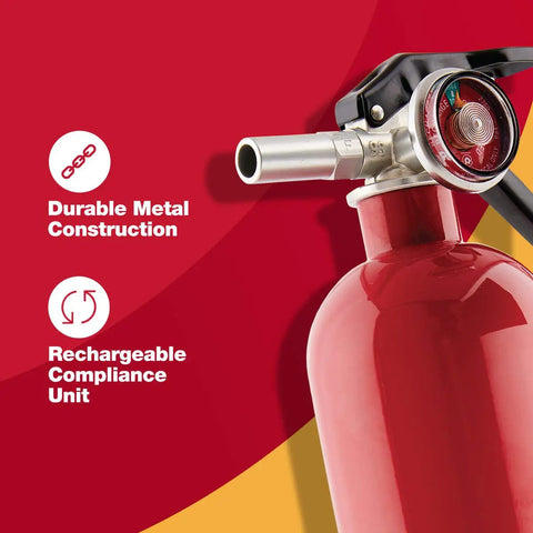 Beefed Up Heavy Duty Garage And Workshop Fire Extinguisher 10 B C For Flammable Liquids And Electrical Fires With Metal Head And Commercial Grade Valve Easy Trigger Sodium Bicarbonate Agent Safety Pin And Seal