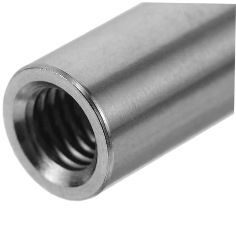 Beaupretty Heavy Duty Extended Round Stainless Steel Coupling Nuts For M8 And M6 Threaded Rods, 20 Pack close-up view showing internal threading.