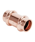 3/4 Inch Copper Press Fittings Coupling With Stop Zero Lead P To P, 10 Pack For Plumbing, close-up view of single fitting