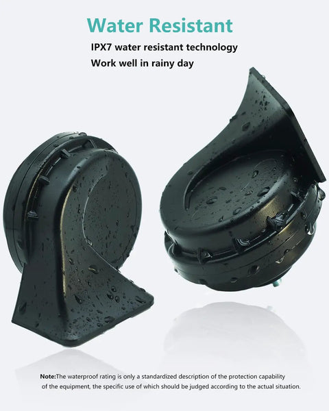 Beefy 2 Tone Car Horn For Hyundai And Kia, Waterproof 128dB Dual Tone High Low Siren, Replacement That Cranks Up Your Ride with water droplets