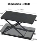 Height Adjustable Standing Desk Converter dimensions 13.4 x 23.6 inches shown, ergonomic sit-stand workstation, keyboard stand.