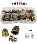 Vibrant Assortment Of Zinc Plated M5 And M8 Hex Socket Furniture Inserts With Durable Color Coding In Compact Case, 75 pieces.