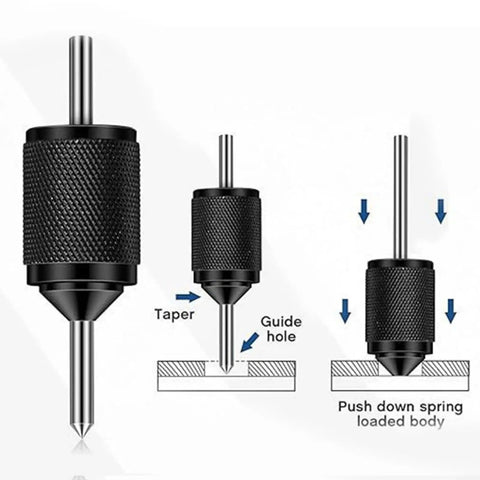 Diagram of Transfer Center Aligner Punch Set In Hardened Steel for precise hole alignment in metalworking DIY projects