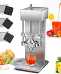Heavy Duty 2 In 1 Electric French Fry Cutter Juicer Press Automatic Dicer With 3 Blades For Potatoes Carrots Cucumbers Citrus on countertop.