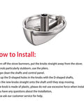 Replacement Burner Control Knobs For GE Range Cooktop Stovetop, silver knob showing installation instructions