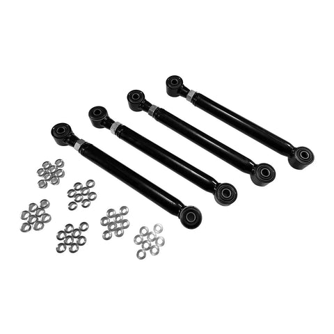 Dodge Ram Adjustable Front Upper And Lower Control Arms Kit For Bolt On 1 To 6 Inch Lift And Adjustable Panhard Track Bar For 0 To 4 Inch Lift 1994 2002 4WD Off Road Upgrade black steel arms with bushings and spacers
