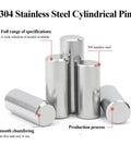 304 stainless steel dowel pins showcasing smooth finish and chamfering, ideal for sturdy shelf support in woodwork projects.