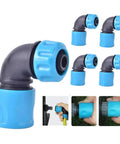 5 Pack 1/2 Inch Garden Water Connector Rapid Connection Adapter Quick Connect Faucet Joint Elbow Plastic Pipe Fittings for Hose Repair No Fuss Extension Irrigation and Car Wash ABS Durable Blue, blue ABS elbow fittings