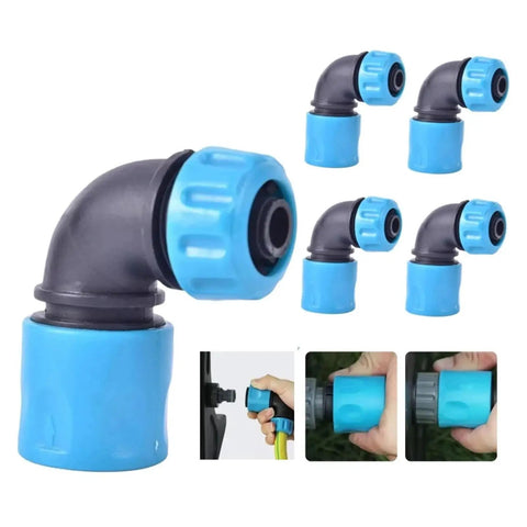 5 Pack 1/2 Inch Garden Water Connector Rapid Connection Adapter Quick Connect Faucet Joint Elbow Plastic Pipe Fittings for Hose Repair No Fuss Extension Irrigation and Car Wash ABS Durable Blue, blue ABS elbow fittings