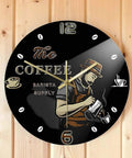 Barista Coffee Wall Clock 12 Inch Acrylic Print Battery Operated Silent Quartz Timepiece For Cafe Shop Decor Gift