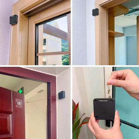 Punch-Free Automatic Sensor Door Closer With Drawstring For Home And Office Use, Multifunctional Auto Door Closer Works On Left Or Right Swing, Wood Or Metal Doors, Suitable For Residential Or Commercial Doors, One Pack