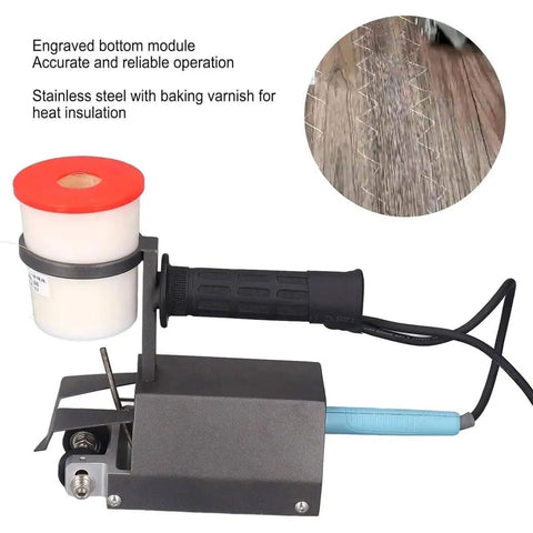 Pro Level Handheld Cycloid Veneer Stitching Machine With 60W Power And Heavy Duty Steel Body showing engraved bottom module and stainless steel.