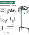 Freestanding Metal Garden Hose Holder With Four Spikes And Detachable Water Hose Hanger Organizer assembly diagram