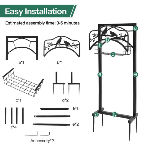Freestanding Metal Garden Hose Holder With Four Spikes And Detachable Water Hose Hanger Organizer assembly diagram