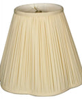 Eggshell Bottom Scallop Gather Pleat Lamp Shade With Basic Spider Fitter 9 x 18 x 14 Silk Type Shantung Fabric And Off White Lining