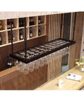 Red Wall Mounted Wine Glass Holder With High Legged Hanging Bracket And Adjustable Suspension Rod Multifunction Wine Rack