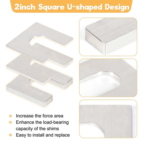 Heavy Duty Aluminum Alloy Auto Lift Leveling Shims Kit For 2 Post And 4 Post Car Garage Repair with U-shaped design and 2 inch size.