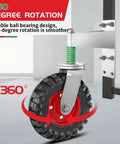 8 Inch Fence Gate Wheel For Metal Tube Gates, Heavy Duty Gate Caster With 360 Degree Rotation, Spring Loaded, Installed View