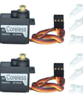 Two Pack 9g Coreless RC Servo Motors With Full Metal Gear, Beefy Torque 4kg-Cm, Fast Response 4.8V-8.4V, wires, connectors