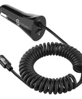 Heavy Duty iPhone Car Charger Featuring Coiled Lightning Cable And Extra Usb Dock MFi Certified Rapid Power Adapter For iPhone 15 14 13 12 11 Xr Xs Max 8 Plus iPad - black coiled cable with USB car charger