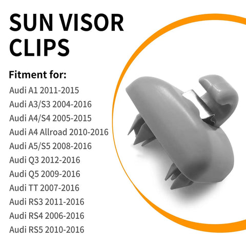Two Pack Audi Inner Sun Visor Clips Upgrade Car Visor Holder Hook Keeps Your Sun Visor Firmly In Place, OE Style 8U0857562A Gray