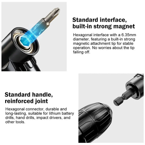 Premium Three Piece Impact Socket Adapter Kit with 1/4, 3/8 And 1/2 Inch Drive Includes Right Angle Drill Attachment For Tough Jobs At Home Or Work, magnetic hex bit adapter