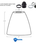 Diagram of Clear Glass Lamp Shades 3-Pack Modern Cone Shape 6x5.75 Inch dimensions with medium base socket components.