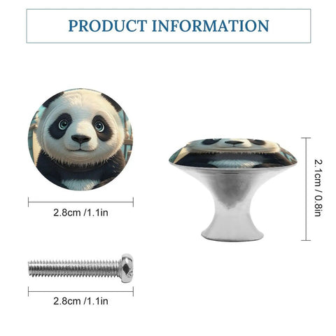 Round Panda Face Cabinet Knobs With Screws 2 Pack Dope Stainless Steel Drawer Pulls For Kitchen Bathroom Dresser Cupboard Furniture Hardware, 2.8cm