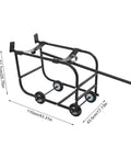 Heavy Duty Steel Drum Cradle Cart With Smooth Rolling Casters And Retractable Dump Bar For 600 Lb 55 Gallon Drums, view from the side.