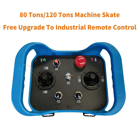Heavy Duty Electric Machinery Mover Skate With 360 Degree Mobile Design For Tough Industrial Tools And Equipment Transport Needs remote control panel with joysticks.