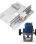 Premium Aluminum Alloy Router Insert Plate For Milling Machine Worktable, 85x85 mm, anodized surface with adjustable guide.