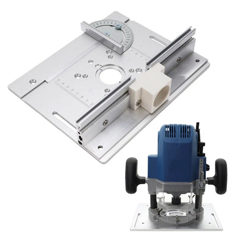 Premium Aluminum Alloy Router Insert Plate For Milling Machine Worktable, 85x85 mm, anodized surface with adjustable guide.