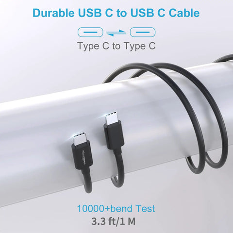 Durable 3.3 ft USB C to USB C cable for 45W PD USB C Car Charger With QC3 Dual 12V Lighter Ports Fast Charge for iPhone and Android Phones.