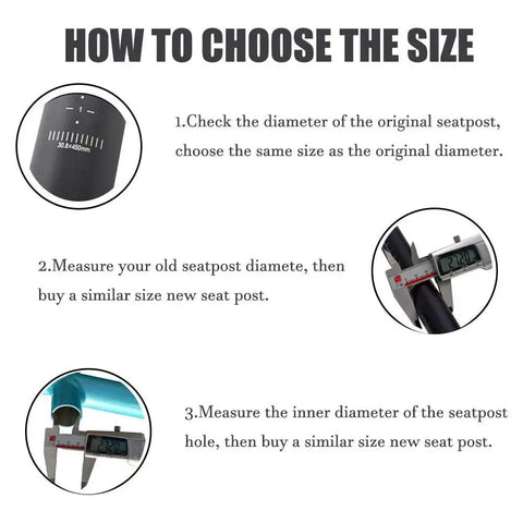 Diagram for measuring seatpost diameter for Rock Solid 6061 Aluminum Seatpost for Mountain and Road Bikes, 350mm Length, fits 25.4/27.2/28.6/31.6mm diameters.